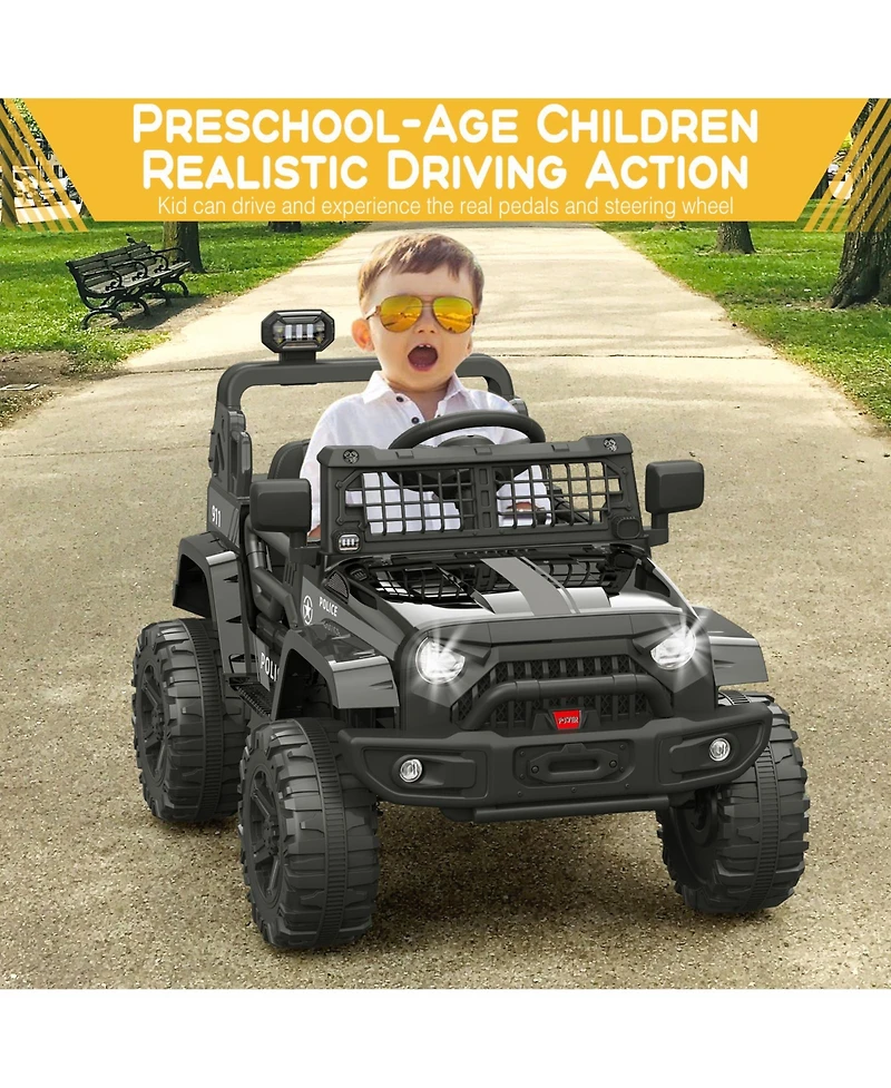 homfan 40.2 x 22.8 11.8 Inches Kids Electric Ride On Car 12V Battery Powered Dual Drive Toy with Led Lights Music Horn for Outdoor Play