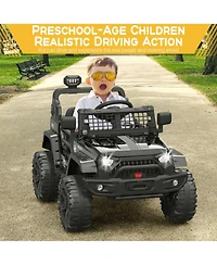 homfan 40.2 x 22.8 11.8 Inches Kids Electric Ride On Car 12V Battery Powered Dual Drive Toy with Led Lights Music Horn for Outdoor Play