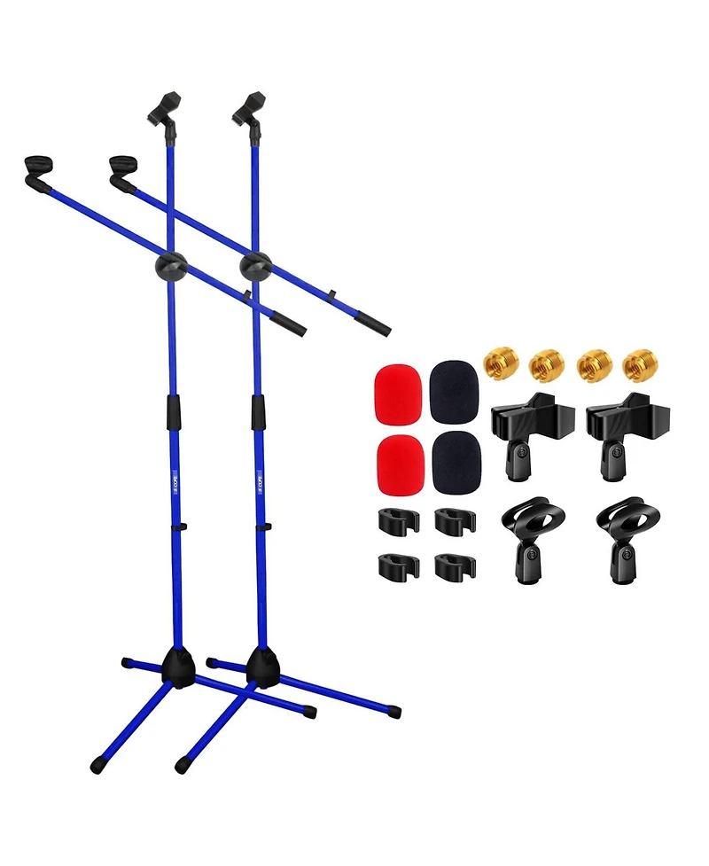 5 Core Mic Stand 2 Pieces Floor Height Adjustable Tripod Microphone Stands With Extending Telescoping Boom Arm
