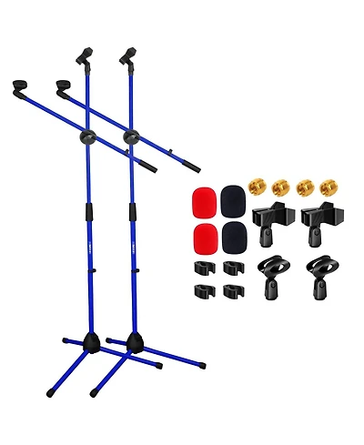5 Core Mic Stand 2 Pieces Floor Height Adjustable Tripod Microphone Stands With Extending Telescoping Boom Arm