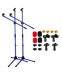 5 Core Mic Stand 2 Pieces Floor Height Adjustable Tripod Microphone Stands With Extending Telescoping Boom Arm