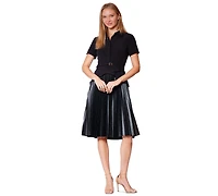 julia jordan Women's Collared Pleated Skirt Short Dress