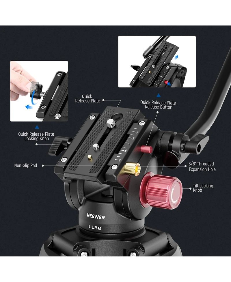 Neewer LL38 Camera Tripod with 17.6lb for select Canon, Nikon and Sony cameras