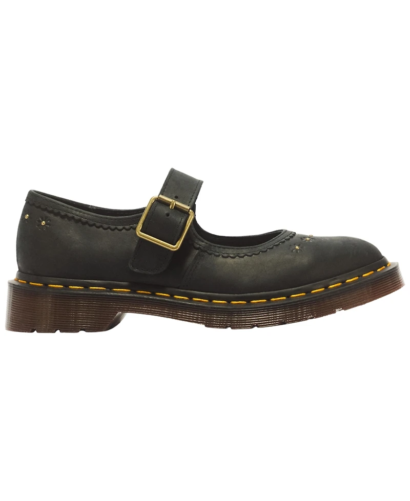 Dr. Martens Women's Mary Jane Flower Crazy Almond Toe Flats