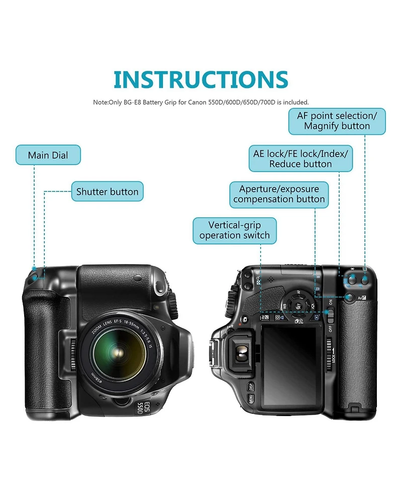 Neewer Bg-E8 Camera Battery and Charging Accessory