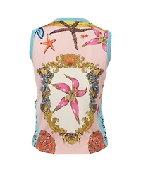 Pre-Owned Versace Women's Versace Tresor de la Mer Print Sleeveless Knit Top