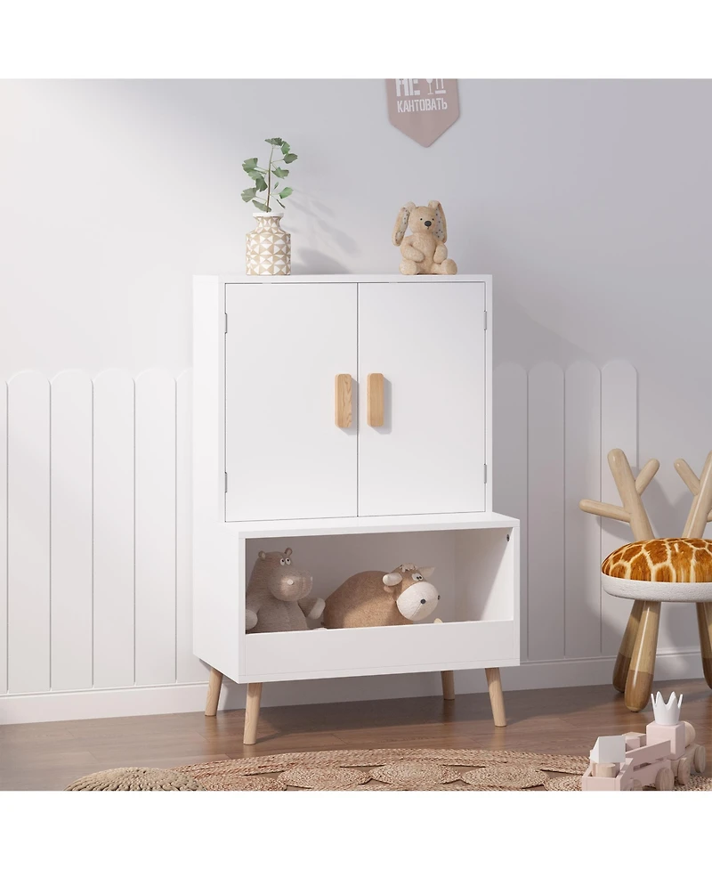 flynama Kids Toy Storage Cabinet with Doors and Open Shelf