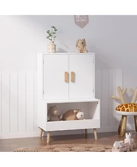 flynama Kids Toy Storage Cabinet with Doors and Open Shelf