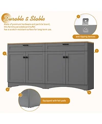 Flynama Farmhouse Multi-functional Tv Console with Drawers Adjustable Storage Sideboard