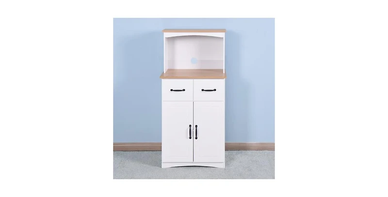 Flynama Kitchen Pantry Cabinet with Microwave Shelf Drawer and Adjustable Storage