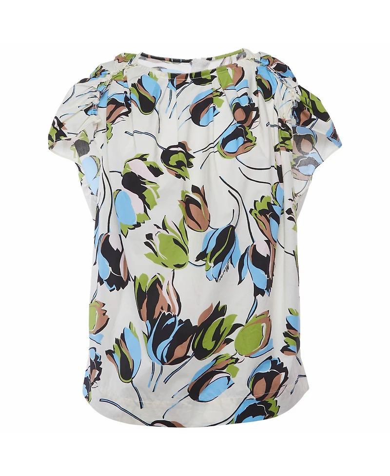 Pre-Owned Marni Women's Tulip Print Pleated Cotton Blouse