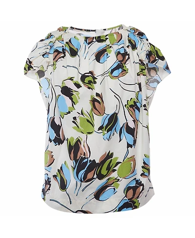 Pre-Owned Marni Women's Tulip Print Pleated Cotton Blouse