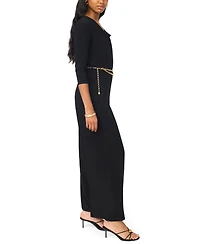 Msk Women's 3/4-Sleeve Cowl Neck Jumpsuit with Belt