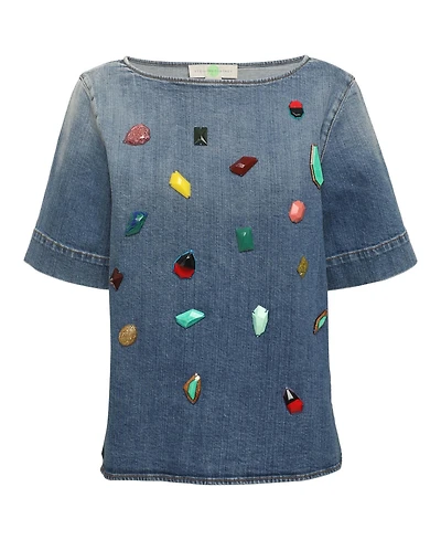 Pre-Owned Stella Mccartney Women's Crystal Embellished Denim Top
