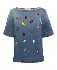 Pre-Owned Stella Mccartney Women's Crystal Embellished Denim Top