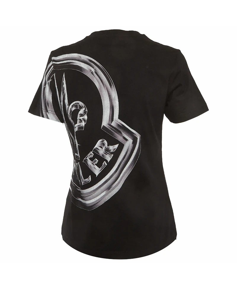 Pre-Owned Moncler Women's Metallic-Effect Logo Cotton T-Shirt