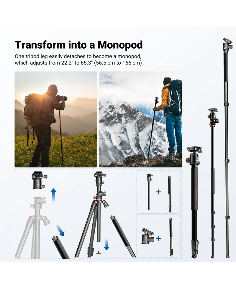 Neewer TP63 Camera Tripod with 90 Inch, 10 kg, 22 lbs