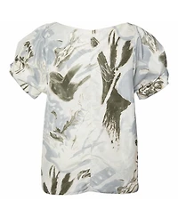 Pre-Owned Marni Women's Abstract Print Oversized Sleeve Satin Top