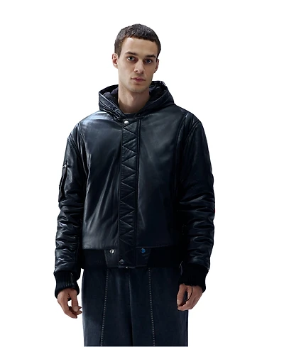 Pcfg Men's Genuine Leather Bomber Jacket