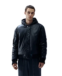 Pcfg Men's Genuine Leather Bomber Jacket
