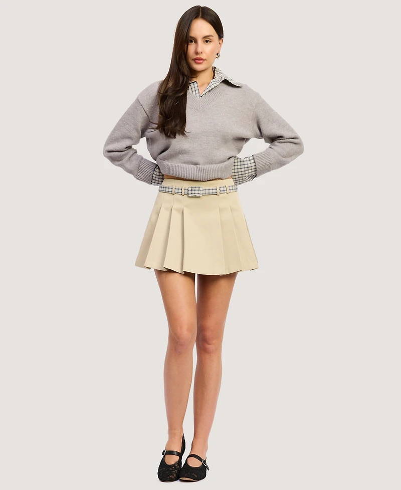 En Saison Women's Annie Side Zipper Skirt