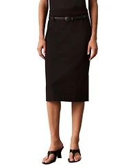 Calvin Klein Womens Belted Midi Pencil Skirt
