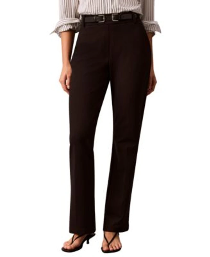 Calvin Klein Womens Hi Twist Compression High Rise Bootcut Pants