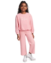 Calvin Klein Girls' 2T-6X Crewneck Sweatshirt and Pants, 2-Piece Set