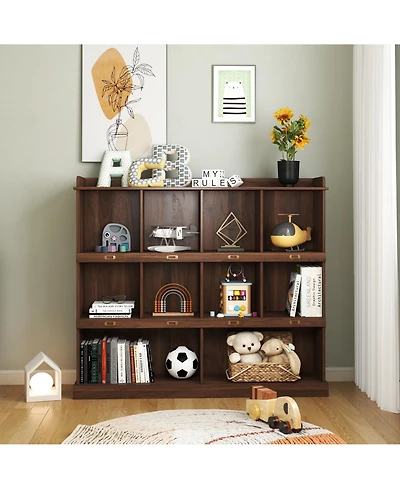 flynama 10-Shelf Bookcase Cubby Storage Organizer Display Cabinet