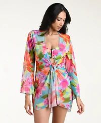 La Blanca Women's Sunset Botanica Tie-Front Swim Cover-Up Kimono Dress