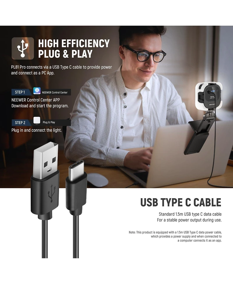 Neewer PL81 Camera Mounting Accessory with 2 in, 2900K-7000K