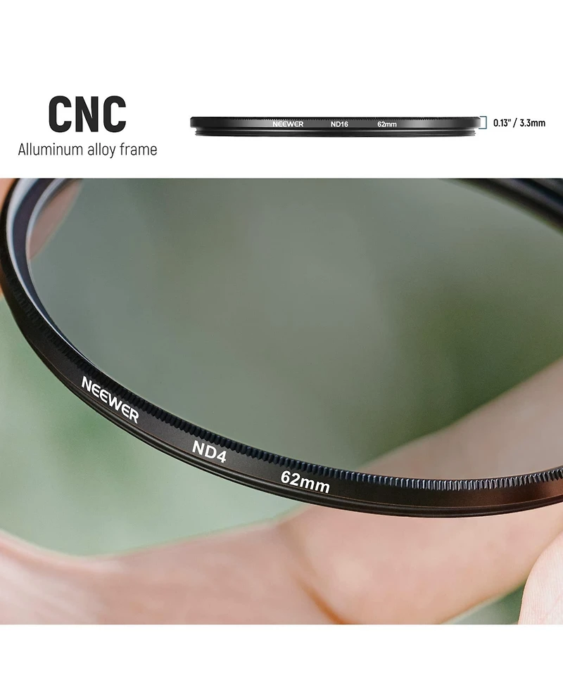Neewer ND2 Camera Lens Accessory with ND2, ND4, ND8 for select Canon, Nikon and Sony cameras