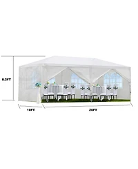 homfan 10 x 20/10 30 Feet Steel Frame Party Tent with Pe Cover, Outdoor Event Canopy Shelter for Wedding Bbq Picnic
