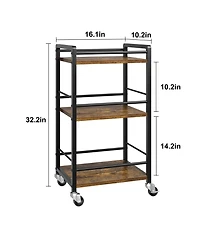 gaomon 3-Tier Rolling Bar Cart with Wheels Mini Mobile Utility Serving Cart for Dining, or Living Room Lockable Storage Shelf for Wine, Liquor, Coffee