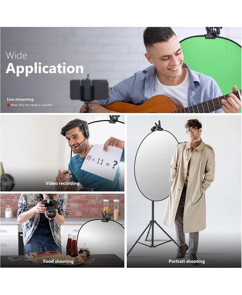Neewer 3 Pcs Photo Studio Heavy Duty Metal Clamp Holder with 5/8" Light Stand Attachment for Reflector