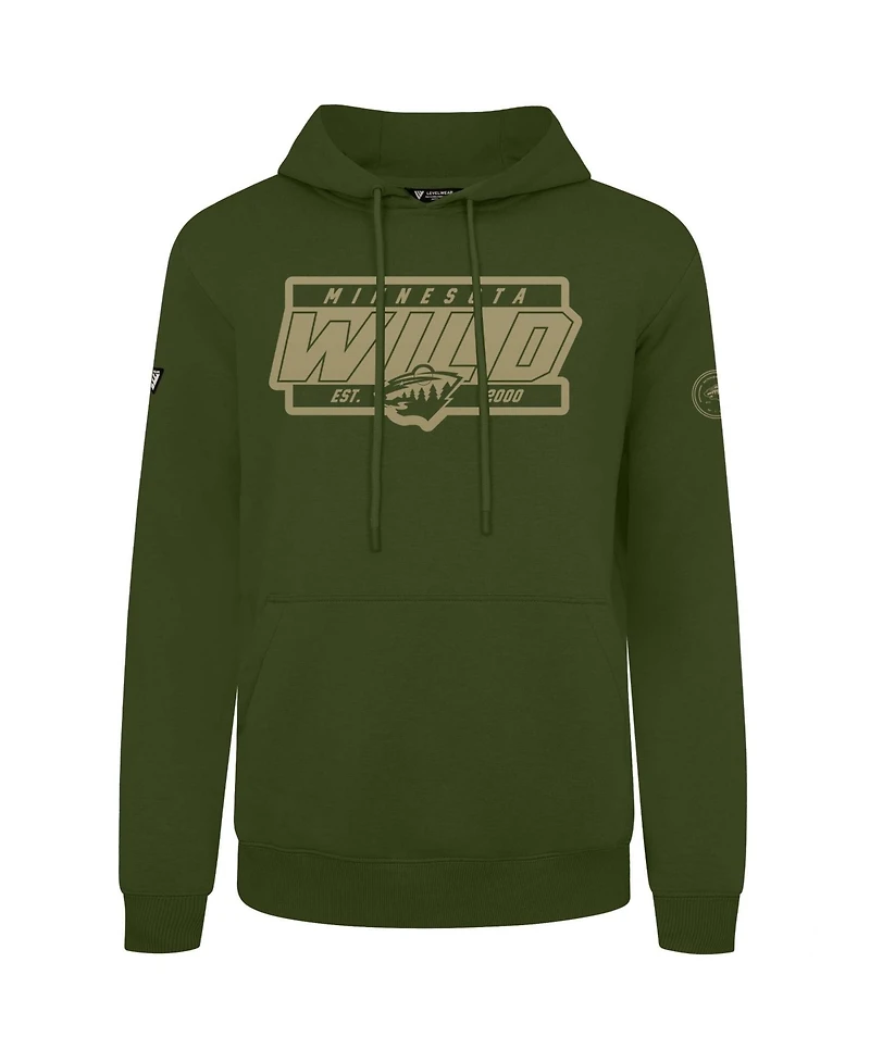 LevelWear Men's Olive Minnesota Wild Podium Pullover Hoodie