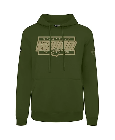 LevelWear Men's Olive Minnesota Wild Podium Pullover Hoodie