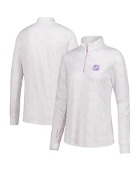 LevelWear Women's Purple 2024 Nhl Hockey Fights Cancer Endless Print Quarter-Zip Pullover Swearshirt