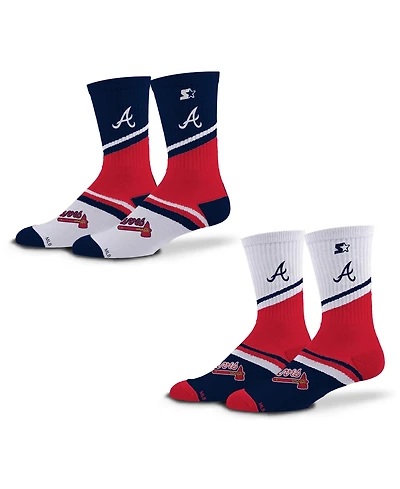 Starter Men's and Women's 2-Pack Navy/Red Atlanta Braves Old School Crew Socks Set