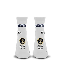 Starter Men's and Women's White Milwaukee Brewers Established Stencil Quarter Socks