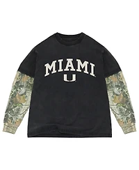 Uscape Apparel Men's Black/Camo Miami Hurricanes Back Bay Twofer Heavyweight Long Sleeve T-Shirt
