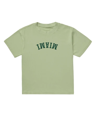 Uscape Apparel Men's Green Miami Hurricanes Upside Down Embroidered Vintage Heavyweight T-Shirt