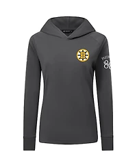 LevelWear Women's David Pastrnak Charcoal Boston Bruins Impression Name & Number Raglan Hoodie