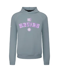 LevelWear Men's Gray Boston Bruins Hockey Fights Cancer Mandate Tri-Blend Hoodie