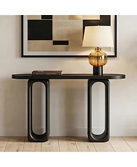 Rainsken 50-Inch Console Table, with Oval Cutout Legs, Modern Entryway Table Sofa Table, Thick Rounded Tabletop for Entryway, Hallway, Living Room