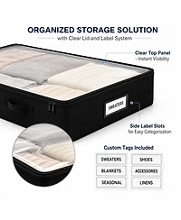 Viyet 2-Pack Rolling Underbed Storage Bins - Metal Frame Shoe and Clothes Organizer with Clear Lid