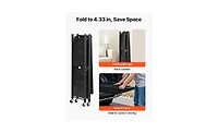 Viyet 3-Tier Foldable Storage Rack - 30"W No Assembly Metal Shelf with Wheels and Hooks