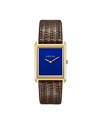 Breda Men's Quartz Virgil Gold and Brown Leather Band Watch 26mm
