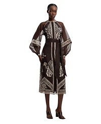 Karen Millen Women's Embroidered Mandarin Collar Midi Dress