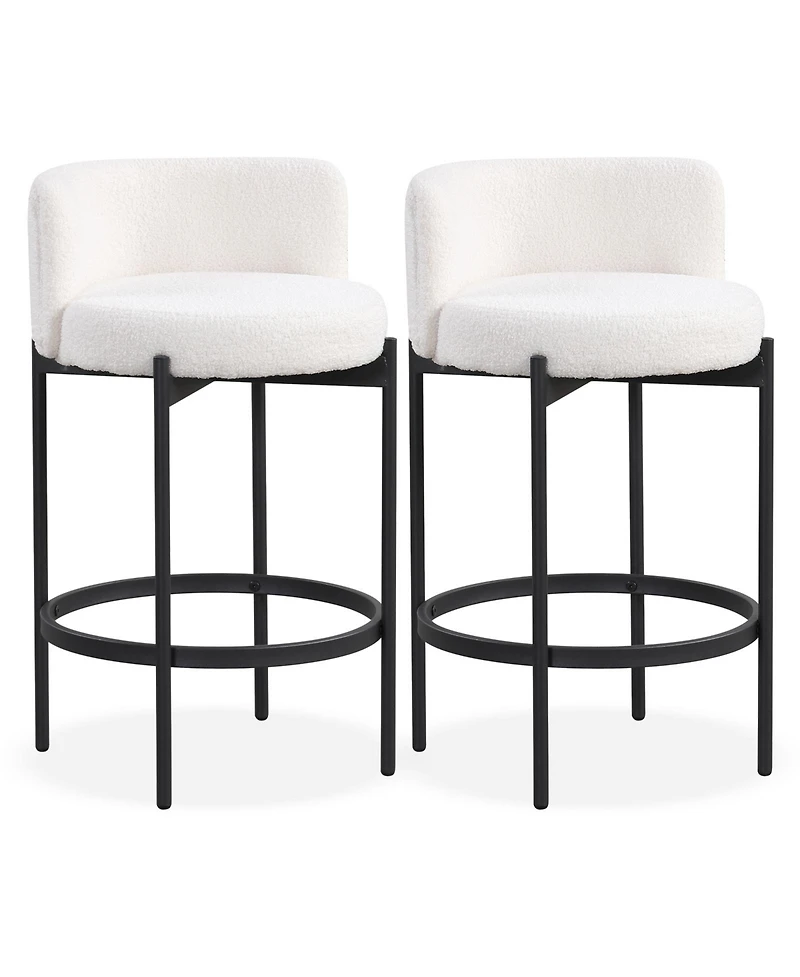Slickblue Upholstered Boucle Counter Stools Set of with Comfortable Curved Back